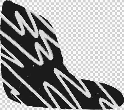 Flat design sock shape is showing on transparent background with black and white Stock Illustration
