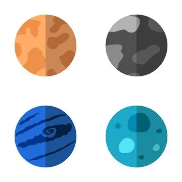 Flat design solar system planets and celestial bodies Ilustración de archivo