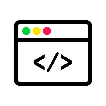 Flat design source code window icon. Vector. Illustrazione stock