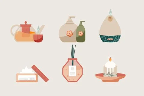 Flat design spa elements Illustrazione stock