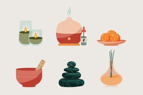 Flat design spa elements Illustrazione stock