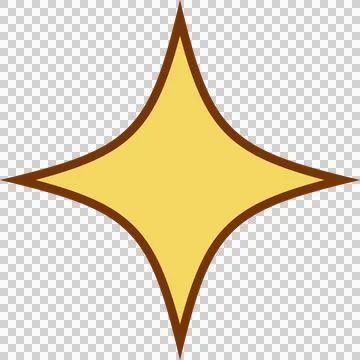 Flat design sparkle star icon is floating on transparent backdrop with yellow Illustrazione stock
