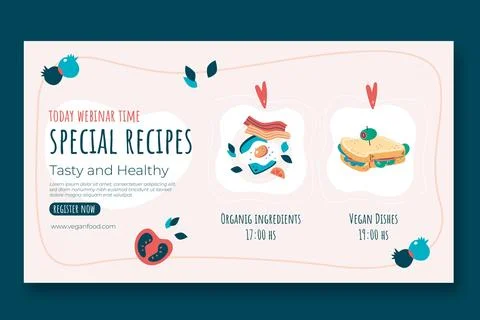 Flat design special recipes webinar Stock Illustration