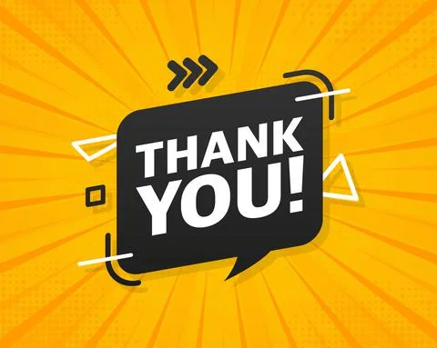 Flat Design Speech Bubble Thank You. Vector Illusatrtion on color background Stock Illustration