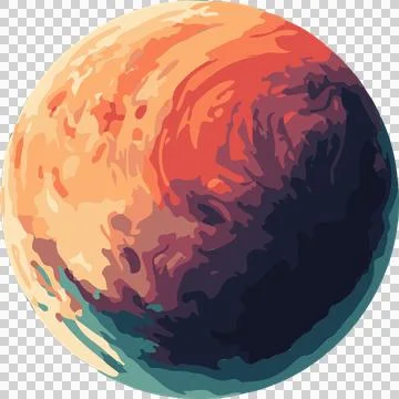 Flat design sphere is displaying swirling warm-to-cool layers on transparent Stock Illustration