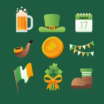 Flat design st. patrick day elements Stock Illustration