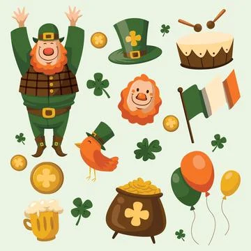 Flat design st. patricks day element collection concept Stock Illustration