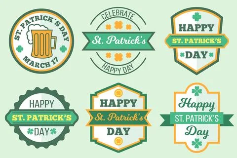 Flat design st. patricks day label collection design Stock Illustration