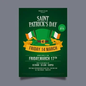 Flat design st. patricks day poster template Stock Illustration
