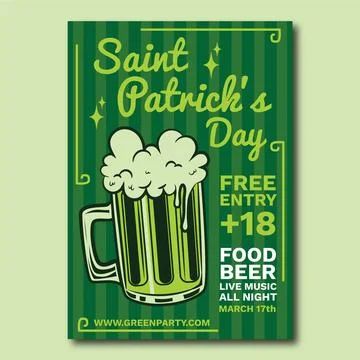 Flat design st. patricks day poster template concept Stock Illustration