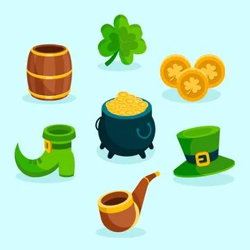 Flat design st. patricks day element collection concept Stock Illustration