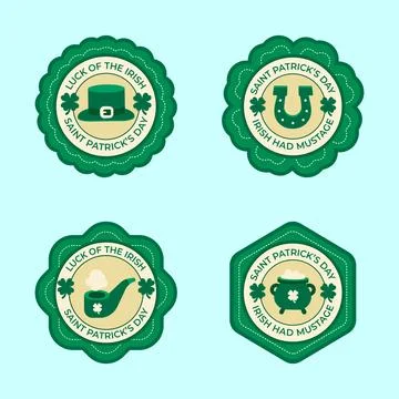 Flat design st. patricks day label collection Stock Illustration