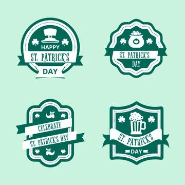 Flat design st. patricks day label collection concept Stock Illustration