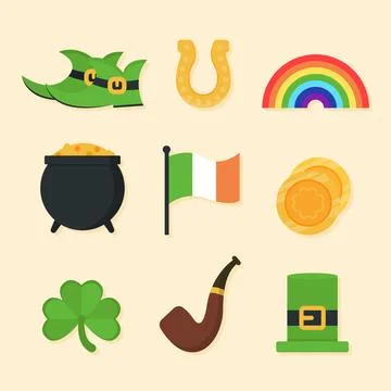 Flat design st. patricks event element collection Stock Illustration