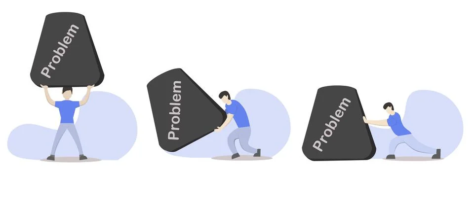 Flat design stages a person in solving problems Stock Illustration