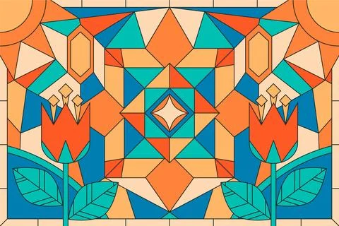 Flat design stained glass background Stock Illustration