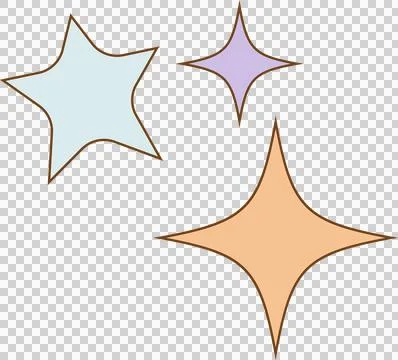 Flat design stars are floating on transparent background with peach blue purple 库存插图