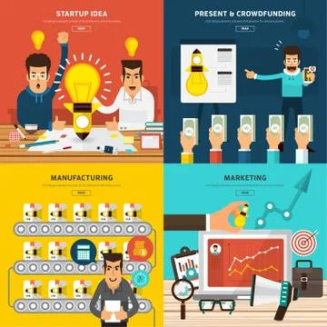 Flat Design Startup Process Stock Illustration