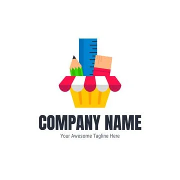 Flat design stationery store logo template Stock Illustration
