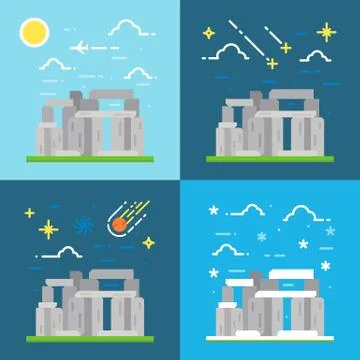 Flat design of Stonehenge UK Stock Illustration