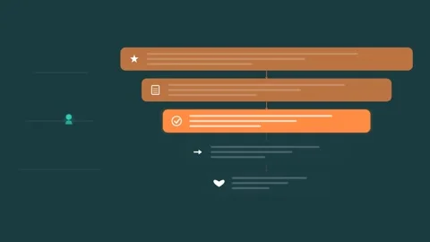 Flat design Store experience feedback animation - teal marketing motion graphic Stock Footage 342626187