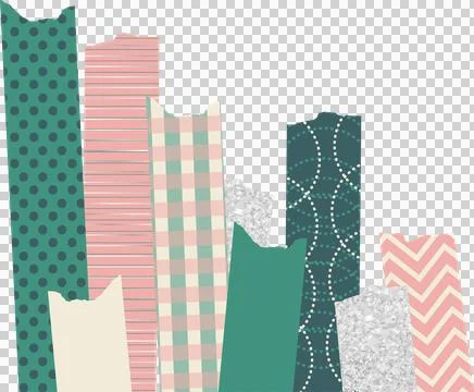 Flat design strips with transparent background are showing polka dots stripes Stock Illustration