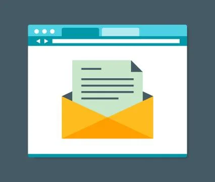 Flat design style e-mail in internet browser Stock Illustration