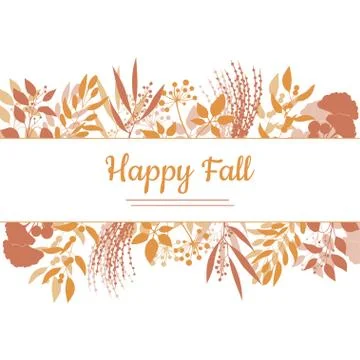 Flat design style Happy Fall card template Stock Illustration