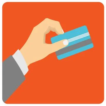 Flat design style illustration. Hand hold credit card to pay Stock Illustration