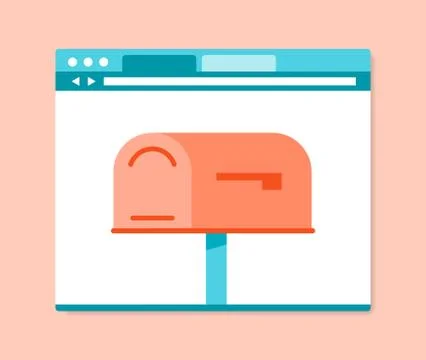 Flat design style mailbox in internet browser Stock Illustration