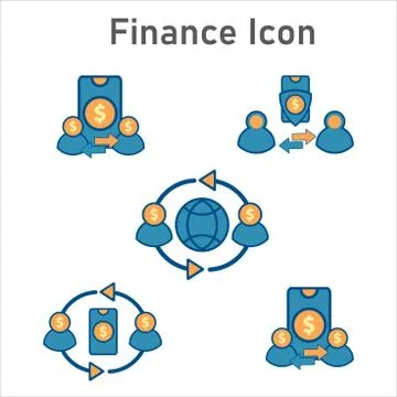 Flat design style mobile finance icon Stock Illustration