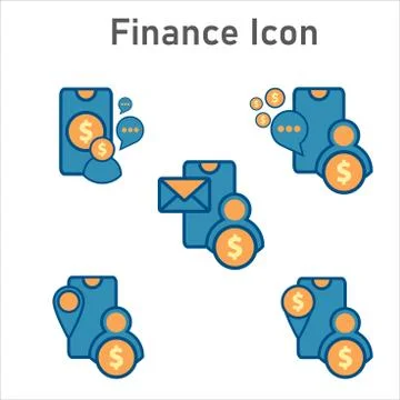 Flat design style mobile finance icon Stock Illustration