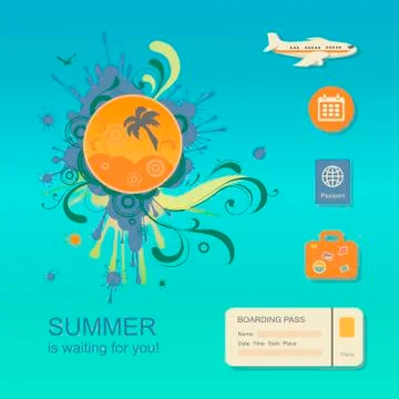 Flat design style modern concept of planning a summer vacation Stock Illustration