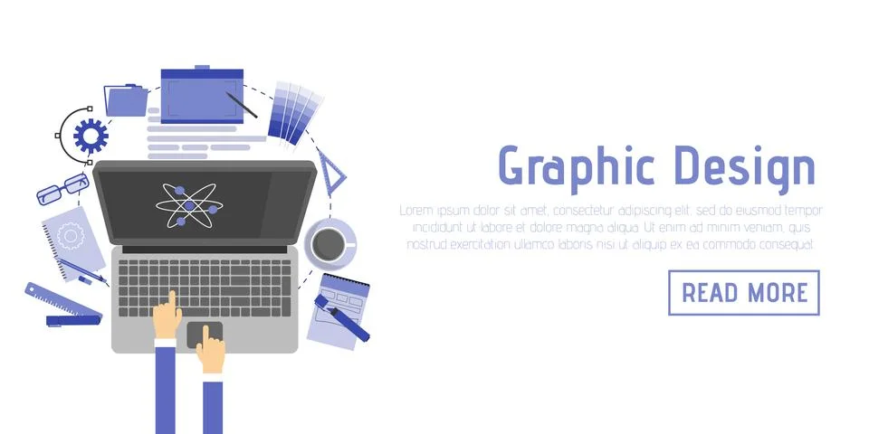 Flat design style modern vector illustration icons set of graphic designer .. 库存插图