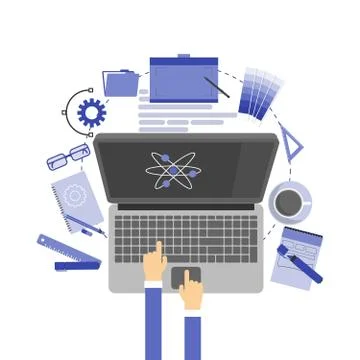 Flat design style modern vector illustration icons set of graphic designer .. Stock Illustration