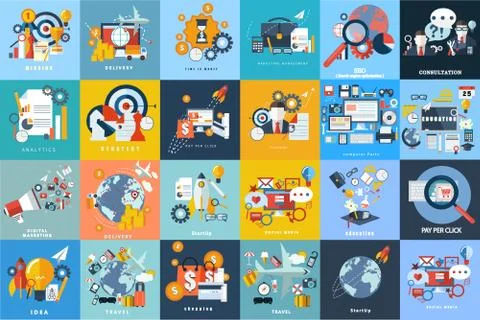 Flat design style modern vector illustration concept of smiling business man Stock Illustration