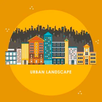 Flat design style for urban landscape Stock Illustration