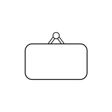 Flat design style vector of blank hanging sign symbol icon on white. Black ou Stock Illustration