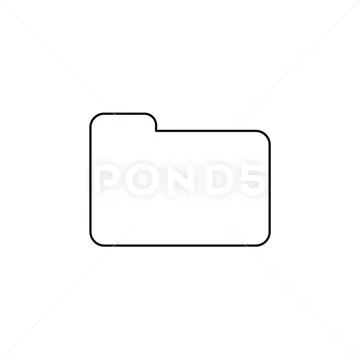 Flat design style vector of closed folder icon on white. Black outlines ...