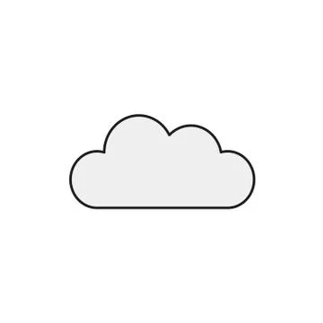 Flat design style vector of cloud symbol icon on white. Colored, black outlin Stock Illustration