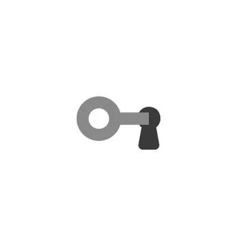 Flat design style vector concept of key icon lock or unlock keyhole on white Stock Illustration
