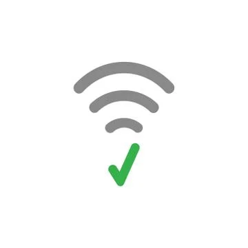 Flat design style vector concept of wifi symbol icon with check mark on white Stock Illustration