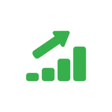 Flat design style vector concept of sales bar chart icon with arrow pointing  Stock Illustration