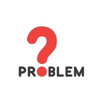 Flat design style vector concept of problem text with question mark on white 스톡 일러스트