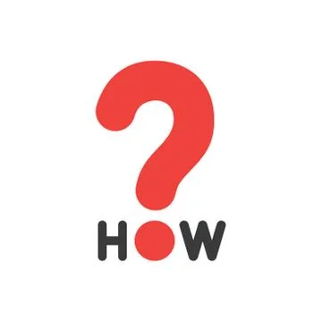 Flat design style vector concept of how text with question mark icon on white Stock Illustration