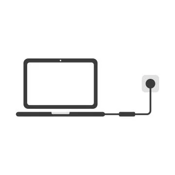 Flat design style vector concept of laptop computer icon charging on white Stock Illustration