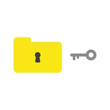 Flat design style vector concept of closed folder and keyhole with key Illustrazione stock
