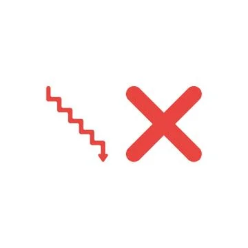 Flat design style vector concept of red stairs with arrow down and x mark on  Stock Illustration