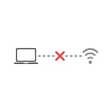 Flat design style vector concept of  laptop connection failure with x mark to Illustrazione stock