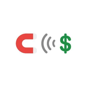 Flat design style vector concept of magnet attracting dollar money Stock-Illustration